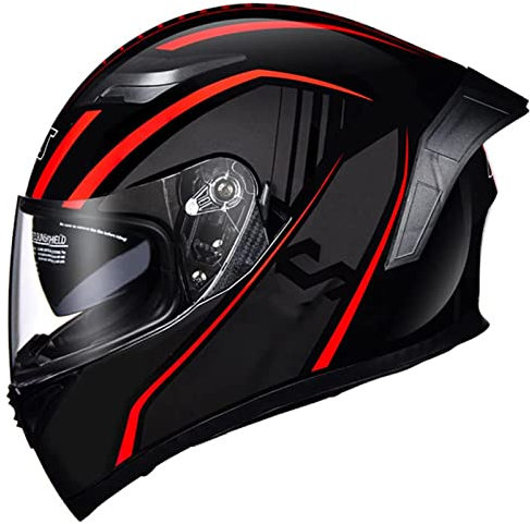 RUANLOV Integralhelm,Retro Style Full Face Motorrad Helm mit Sonnenblende,Motorradhelm mit Brillenträger-geeignet,ECE zertifizierter Integralhelm Herren Damen (A XXL=63~64CM)