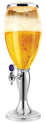 Distributeur de boissons de tour de bière 3L avec des lumières brillantes colorées de LED et un tube de glace pour le jour de jeu de partie de barre à la maison,Silver-1.5L