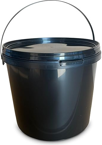 MARMOS-PLAST 3 x 10 Liter Eimer Schwarzer Kunststoffeimer mit Deckel Lebensmittelecht stapelbarerer Milcheimer Vorratseimer Honigeimer Lebensmittelfreigabe Behälter Leereimer für Mehl Wassereimer