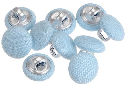 sourcing map 10 Stück 10 mm Knöpfe Blau mit Stoffüberzug, Vintage Stoffknöpfe Bezogen Nähknöpfe Runde Retro Bastelknöpfe Metallschaft für Mantel Strickjacke Anzüge Kleider Blusen