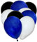 Lot de 50 ballons métallisés – 27 cm – Noir/bleu/blanc – Ballons en latex pour anniversaires, anniversaires d'enfants, fêtes, mariages et fêtes, convient à l'air et à l'hélium, fabrication européenne