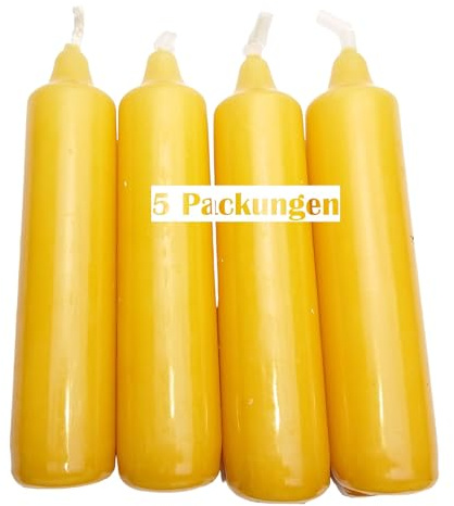 apog Versand 5er Pack Adventskerzen gelb/goldgelb ca. 20 x 105 mm (5 x 4 Stück) Weihnachtskerzen, Christbaumkerzen, Pyramidenkerzen, Baumkerzen, Kerzen