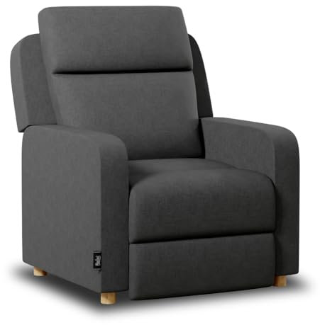 Nalui - Sillón Relax Reclinable One Fabric (77x87x95cm) con Apertura Push Manual y Estructura Reforzada. Sillón para el Salón Tapizado en Tela con Reclinación 160º Gris Marengo