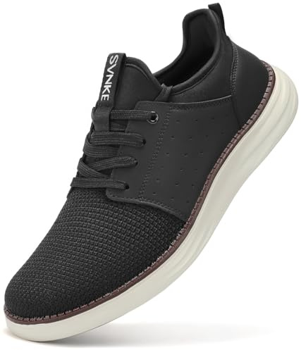 SVNKE mäns slip-on skor andningsbara snörning skor smärtlindring promenadskor business vardagsskor, Svart, 39.5 EU