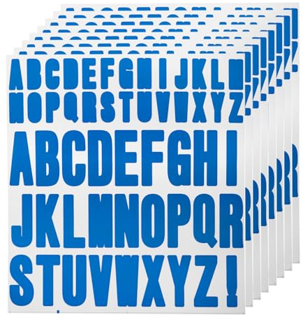 QUARKZMAN 440pz 8 Fogli Lettere Adesive Vinile Impermeabile Alfabeto Blu