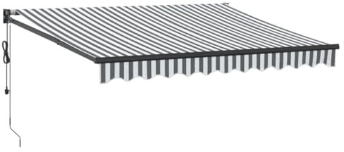 vidaXL Markise Einziehbar, Gelenkarmmarkise Wandmontage, Sonnenmarkise für Garten Terrasse, Balkonmarkise, Anthrazit Weiß Stoff Aluminium