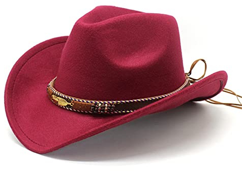 HzDazrl Western-Cowboyhut für Damen und Herren, klassische breite Krempe, Cowgirl-Hut, Halloween, Weihnachten, Vintage, Party, Club, Kappe für Erwachsene