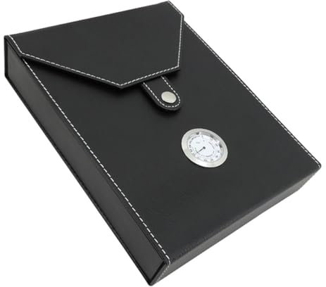 Cave à cigares cubains à fumer fabriquée à la main en bois de cèdre espagnol - Accessoires à cigares - Coffret cadeau avec hygromètre (noir)
