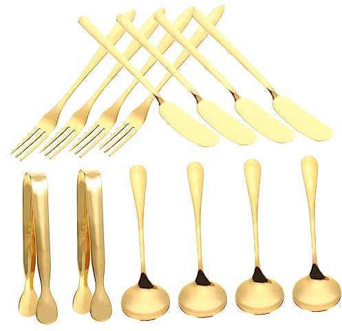Cabilock 1 Satz Käsemesser-Set forke käse messerset käsemesser set Buttermesser-Set Käse Werkzeug Fruchtgabeln Esslöffel Käseschneider Werkzeug zum Backen von Käse Rostfreier Stahl Golden