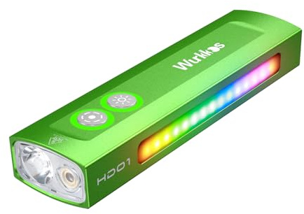 Wurkkos HD01 Linterna, Linternas Recargables Haz Verde, Combo LED Blanco con Luz Lateral RGB, 1200 Lumens Linterna Portátil, con Triple Fuente de Luz Magnética Luces de Bolsillo para Trabajar