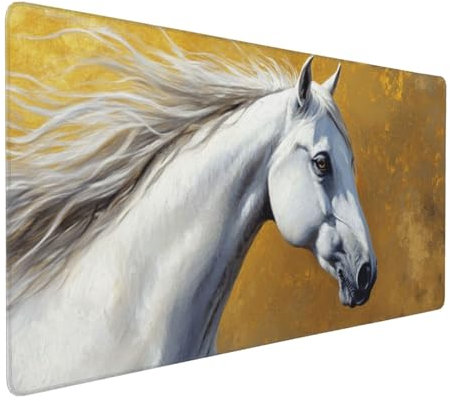 Gaming Mauspad XXL Tier Mousepad 1000x500x4mm Pferd Verlängertes Mauspad Schreibtischauflage,Genähte Kanten Mauspad,Verbessert Präzision und Geschwindigkeit Wasserdicht Geeignet für Büro und Spiele