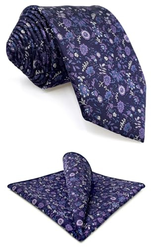 S&W SHLAX&WING Lila Pflaumen Blumen Herren Krawatte Set Elegant Party Hochzeit Gewebt
