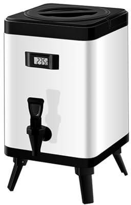 Barril Aislado De Acero Inoxidable, Contenedor De Barril De Aislamiento De Doble Capa, Con Grifo Y Pantalla De Temperatura De Visualización Digital, Para Agua Caliente, Leche, Té, Café,blanca,8L