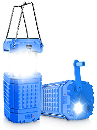Lanterne solaire de camping LED à manivelle avec chargeur USB, lampe de poche d'urgence, lampe de survie pliable, idéale pour les pannes de courant et les aventures 3000 mAh