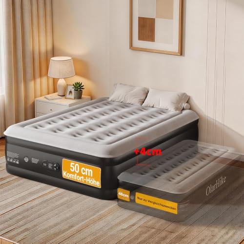 OlarHike Luftmatratze Selbstaufblasend, Luftbett 2 Personen, Gästebett, Luftmatratze 140x200, 1er Pack, aufblasbar für Muttertag Gäste, Camping, Zelt, Sofa und Heimgebrauch - 140 x 200 x 50 cm