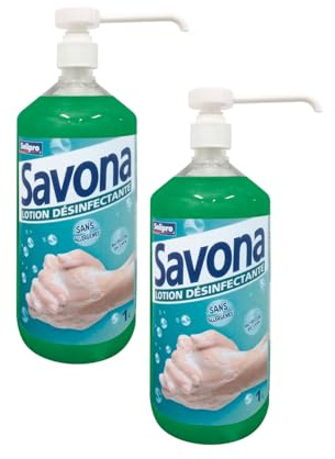 SAVONA Gel Disinfettante Mani – Confezione da 2 x 1 L – Perfetto per l’Uso Quotidiano