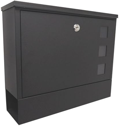 Cassetta Postale da Muro con Serratura, Cassetta Posta Moderne Sicurezza in Metallo, Cassette Postali Grande capacità per Casa attività, 36 x 10 x 30cm(Black)