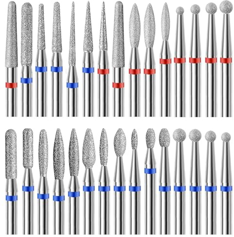 30Pcs Pedicure Care Diamond Nail Drill Bits, Professional Safety Cuticle Nail Drill Bits Tool for Electric Manicure & Pedicure Good Quality Moderate Size