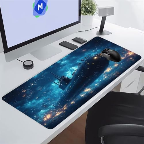 Tappetino Mouse XXL Gaming 1200x600x2 mm Barca Blu Scuro Tappetino per Mouse Grande Cuscinetto per Tastiera Grande da Scrivania Gaming Mousepad Lavabile per Ufficio e casa