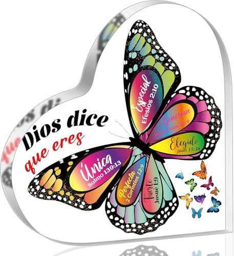 Spanische christliche Acrylgeschenke – religiöses inspirierendes Acrylschild mit Bibelversen, Schmetterlings-Gebetskriptur, Andenken, Briefbeschwerer für Geburtstag, Weihnachten, Zuhause, Büro