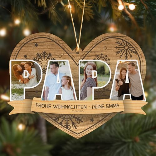 Papa Weihnachtsbaumschmuck - Papa Geschenk personalisierte Weihnachtskugeln, Bester Vater Christbaumschmuck, Geschenke Papi Weihnachtsdeko - Vater Tag Geschenk, Bester Papi Geschenke, Weltbester Dad