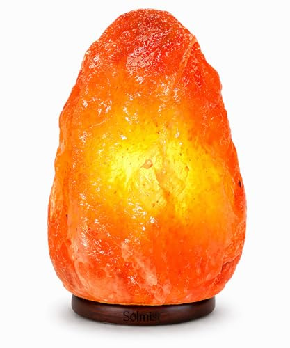 Solmist 2-3 KG Pink Himalayan Rock Salt Lamp - Natural Hand Crafted with Complete Electric Fitting - Wooden Base Calming Atmosphere Night Lamp - Great as a Gift - UK Switch [Energy Class G]