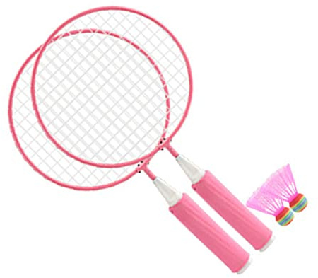 HEEPDD Raqueta de Bádminton para Niños, Estructura de Aleación Ligera, Suave para Ejercicios en Interiores, Jueguen los Niños (Pink)