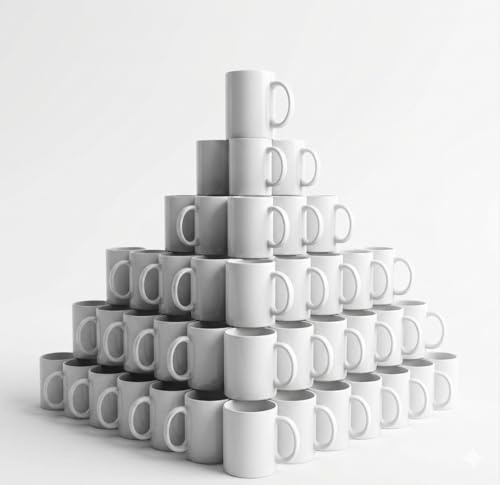Pack de 36 Tazas para Sublimación 11 oz | Cerámica Blanca AA Premium | Alta Definición de Color | Aptas para Prensa Térmica, Microondas y Lavavajillas | Para Personalizar Fotos, Logos y Regalos