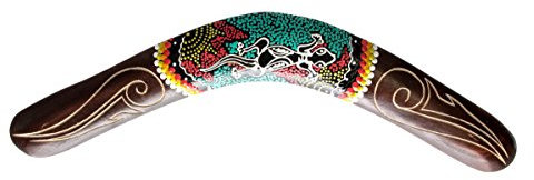 Ciffre 40cm Bumerang Bummerang Boomerang Deko Fair Trade Handbemalt Gecko Geschnitzt Holz