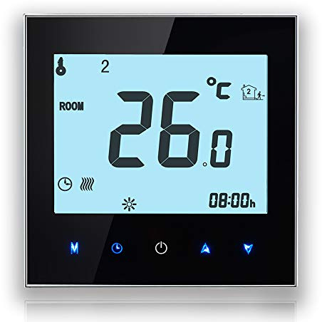 Termostato para calefacción BECA, con pantalla LCD táctil 3/16A, inalámbrico y programable, negro, 3A for Boiler Heating(WIFI) 220.00 volts