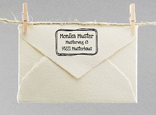 Webermann personalisierbarer Holz Stempel mit Namen & Adresse - Adressstempel individualisierbar - Stempel für Grußkarten, Hochzeit, Firmung, Taufe