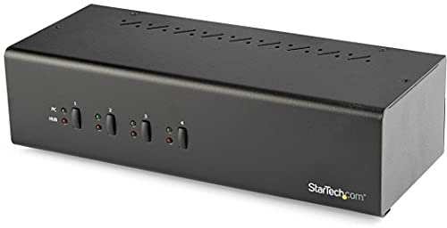 StarTech.com 4 Port DVI KVM Switch mit USB 3.0 Hub - Dual Monitor KVM Umschalter - TAA konform - 1920 X 1200 digitale Auflösung