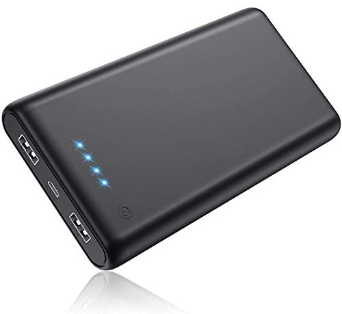 Power Bank, Pxwaxpy Portable Charger [26800mAh Newest Version] High Capacity External Battery Pack with 4 LED Lights Ultra Compact Quick Charge Power Banks for Smart Phone, Tablet and More (Black)