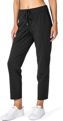 G Gradual Women's Pants with Deep Pockets 7/8 Stretch Sweatpants for Women Athletic, Golf, Lounge, Work (Black, Medium)