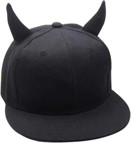 Basecap Mütze Männer Frauen Hip-Hop Hut Schwarzer Baumwolle Punk Horn Baseballkappe Snapback-Kappe Mit Hörnern Eltern-Kind-Hut