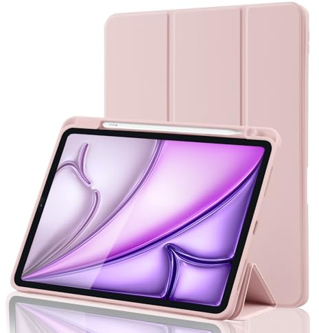 Fodral för iPad Air 11 tum M4 2026 / M3 2025 / M2 2024, iPad Air 5/4 10,9 tum 2022/2020, Magnetiskt Trifold-fodral med Pennhållare, Apple Pencil 2 Laddning, Auto Sleep/Wake, TPU-skydd, Rosa