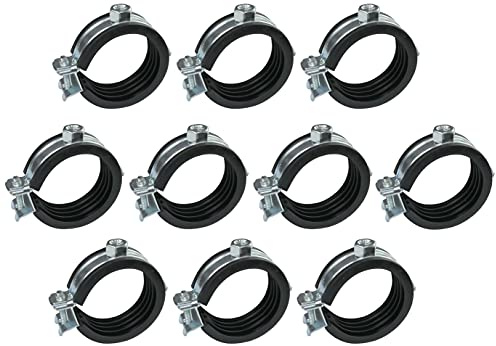 AERZETIX - Juego de 10 - Abrazadera isofónica - soporte de fijación con junta - para tubo Ø1 1/2'' - DIN EN 10111 - en acero galvanizado - para atornillar М8 - C49866