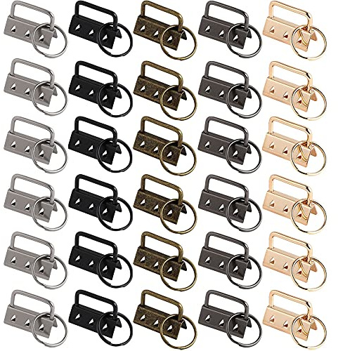 La Llareta 30 Stücke Wristlet Hardware, 32mm Schlüsselband Rohlinge, Klemmschließeanhängermit Schlüsselring, Klemmschließeanhänger für Herstellung von Schlüsselbändern DIY (5 Farben)