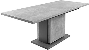 byLIVING Säulentisch mit Auszug Britta 140cm / Esszimmertisch grau/ESS-Tisch auf 190 cm ausziehbar/Melamin Light Atelier anthrazit Auszugstisch in Beton-Optik / 140-190 x 75 x 80 cm