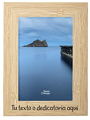 Planetacase - Marco Portafotos Personalizado con Nombre, Texto o Dedicatoria - Regalo para Familiares y Amigos - Madera MDF - Cristal Protector - 10x15cm, Texto Personalizado, Multicolor