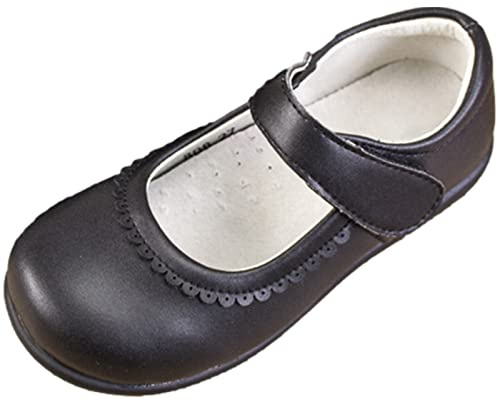 rismart Fille Mary Jane Plat Sangle L'école Uniforme Noir Habillée Chaussures Noir,30