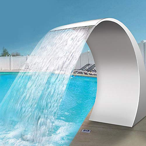 Fontana cascata per doccia a cascata per piscina, flusso d'acqua, in acciaio inox, fontana per piscina, fontana per piscina (60 x 30 cm)