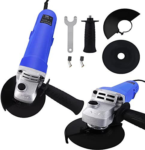Mini Sander Tool for Polishing & Milling, 850W Handheld Cutting Grinder with Ø115mm 12000 RPM, 5'' Angle Grinder with Metal Grinding Discs & Spanner, Rubber Auxiliary Special Features