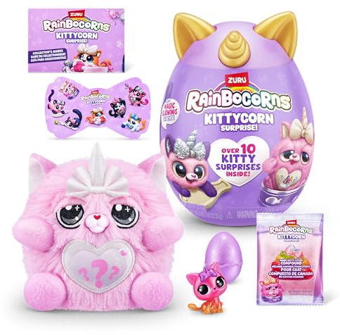 Rainbocorns Kittycorn Surprise Series 2, Chai the Chinchilla Cat - Samlarobjekt plysch - 10 överraskningar att packa upp, skala av och avslöja hjärta, klistermärken, åldrar 3+ (Chinchilla katt)