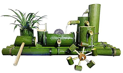 Caratteristiche dell'acqua per il bagno degli uccelli da giardino Caratteristica dell'acqua Pompa Fontana Dispositivo idrico in bambù Serbatoio per pesci in ceramica Pietra circolante Filtro per pesc