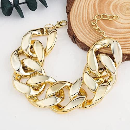 Bysonglezai Pulseras Mujer Regalos Pulsera Bracelet Pulsera De Cadenas De Eslabones Gruesos Exagerados De Hip Hop para Mujer, Pulseras Anchas Grandes De Material, Cadenas De Mano A La Moda, Joyería
