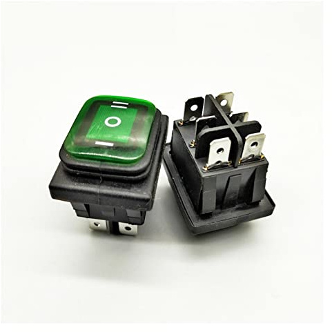 Interrupteur à bascule 1 pièces Kcd4-203 20A/250VAC 30x22 interrupteur à bascule étanche 6 broches DPDT on Off on 12V 220V rouge vert lumière LED interrupteur à bascule ( Color : Weiß , Size : 220V )