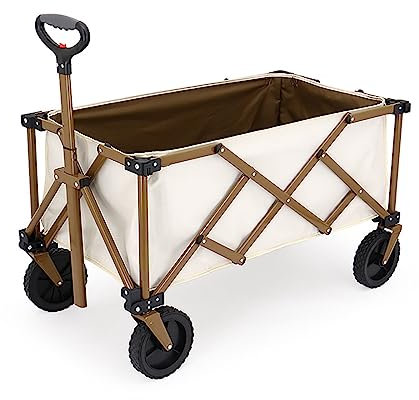 SLDAGe Chariot de Transport Pliable All-Terrain, Chariot de Plage Pliable Grosses Roues, Chariot à la Plage Portable, Roues à 360°, Chariot Pliable Enfant pour Jardin Camping Shopping