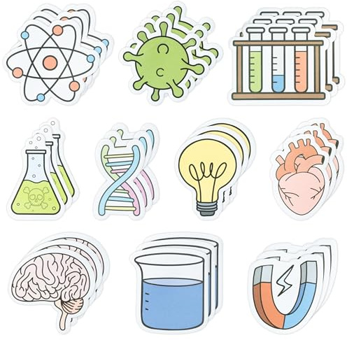 ANGOLIO Science Sticky Notes Set 30 Stück 600 Blatt Funny Selbstklebende | Lab Glühbirne Virus Shaped Selbstklebende Notizblöcke für Kinder Wissenschaftliche Aktivitäten Lehrer Belohnung Preise