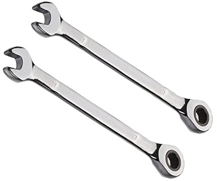 Vokenforu Llave de trinquete de 7 mm, llave combinada de trinquete métrica, llave de extremo abierto de acero al cromo vanadio endurecido, 2 unidades